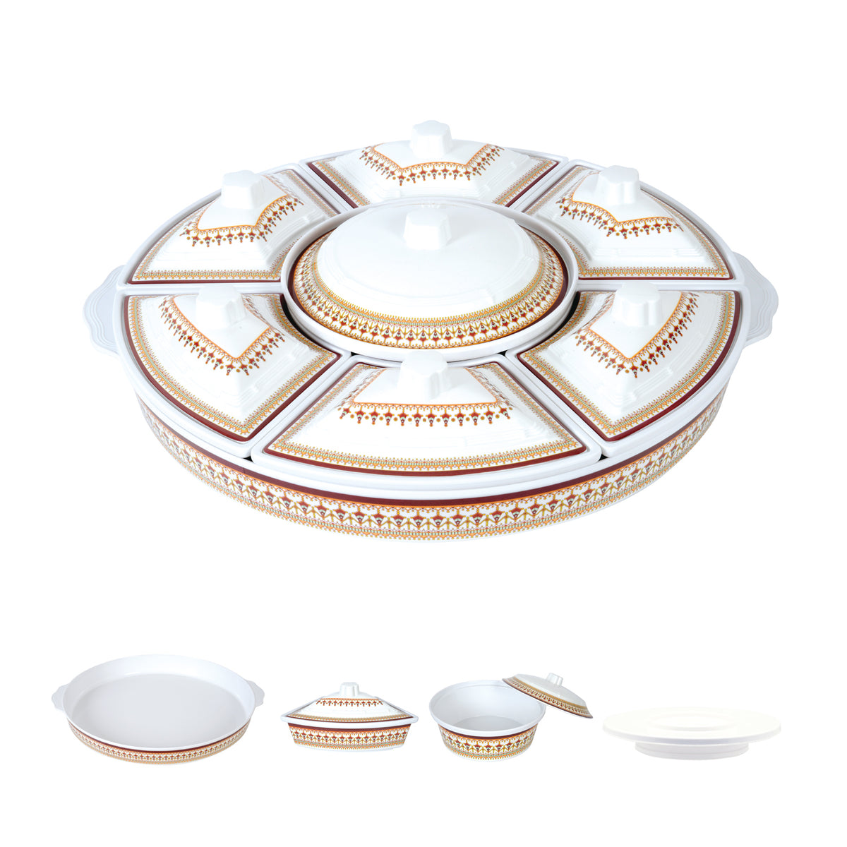 Royalford RF8581 Revolving Serving Tray | Premium Melamine Build – Geepas