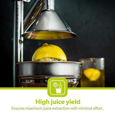 Royalford RF8674 Citrus Juicer | Heavy-Duty Iron Base | Stainless Steel Juice Cup & Strainer | Aluminum Handle Manual Lever Juicer for Smooth & Fresh Extraction