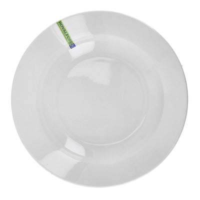 Royalford RF8760 10 Inch Porcelain Round Deep Plate | Classic White Large Deep Plate for Curries, Pasta, Rice Dishes, Noodles & Family Dining Use at Home or Restaurants
