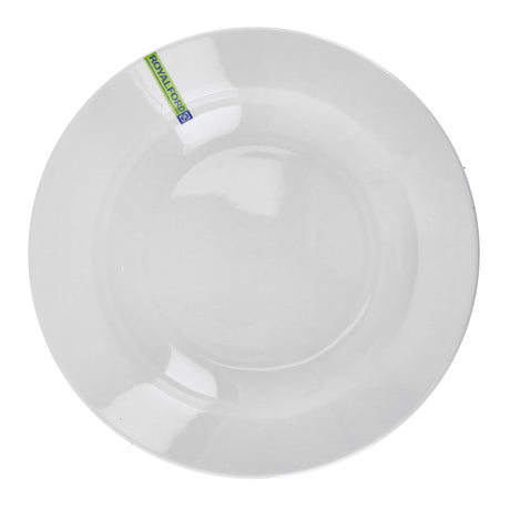 Royalford RF8760 10 Inch Porcelain Round Deep Plate | Classic White Large Deep Plate for Curries, Pasta, Rice Dishes, Noodles & Family Dining Use at Home or Restaurants