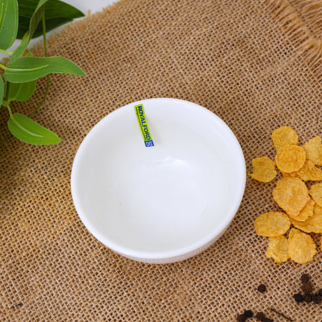 Royalford RF8765 4 Inch Porcelain Bowl | Classic White Small Serving Bowl for Snacks, Dips, Desserts, Sauces, Condiments & Daily Dining Use at Home or Restaurants