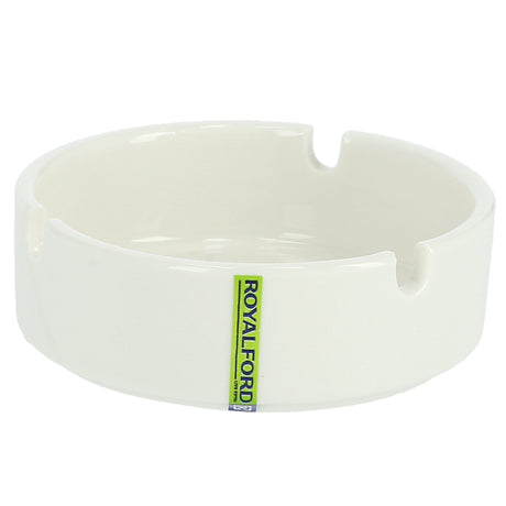 Royalford RF8771 Porcelain Ash Tray | 3.5 Inch Elegant White Ashtray for Home, Hotel, Café & Office Use | Premium Glazed Finish | Durable Heat Resistant Design