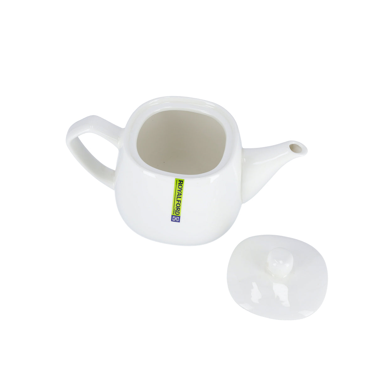 Royalford RF8775 Porcelain Tea Pot | 830ml Elegant White Tea Server with Lid for Home & Hotel Use | Premium Glazed Finish | Comfortable Handle | Drip Free Spout Design