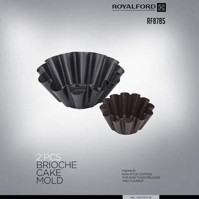 Royalford RF8785 Brioche Cake Mold | 2-Piece Baking Set | Premium Non-Stick Coating for Easy Cake Release & Quick Cleanup | Ideal for Brioche, Desserts & Artisan Bakes