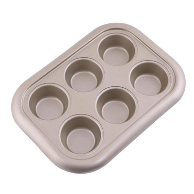 Royalford RF8792 6 Cups Muffin Pan | Premium Non-Stick Oven Safe Bakeware Tray for Cupcakes & Muffins | Even Heat Distribution | Easy Food Release Durable Baking Pan
