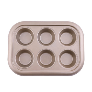 Royalford RF8792 6 Cups Muffin Pan | Premium Non-Stick Oven Safe Bakeware Tray for Cupcakes & Muffins | Even Heat Distribution | Easy Food Release Durable Baking Pan