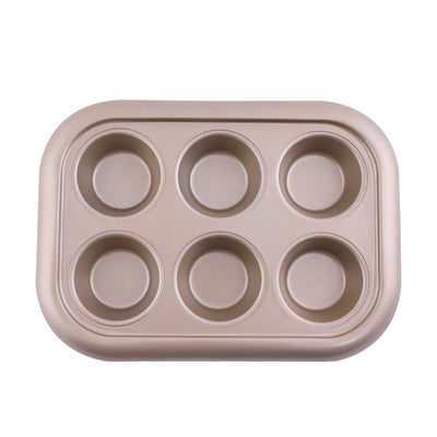 Royalford RF8792 6 Cups Muffin Pan | Premium Non-Stick Oven Safe Bakeware Tray for Cupcakes & Muffins | Even Heat Distribution | Easy Food Release Durable Baking Pan