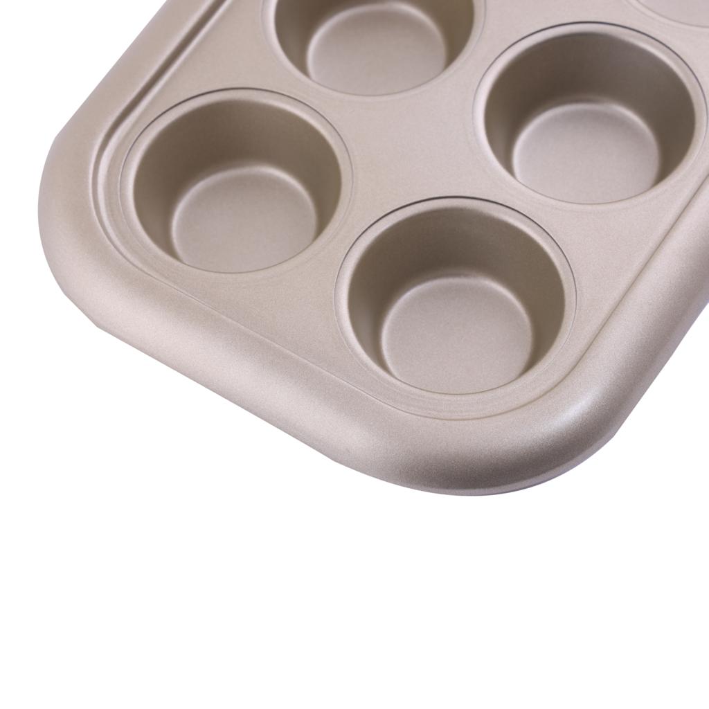 Royalford RF8792 6 Cups Muffin Pan | Premium Non-Stick Oven Safe Bakeware Tray for Cupcakes & Muffins | Even Heat Distribution | Easy Food Release Durable Baking Pan