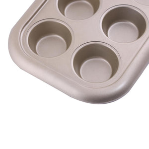 Royalford RF8792 6 Cups Muffin Pan | Premium Non-Stick Oven Safe Bakeware Tray for Cupcakes & Muffins | Even Heat Distribution | Easy Food Release Durable Baking Pan
