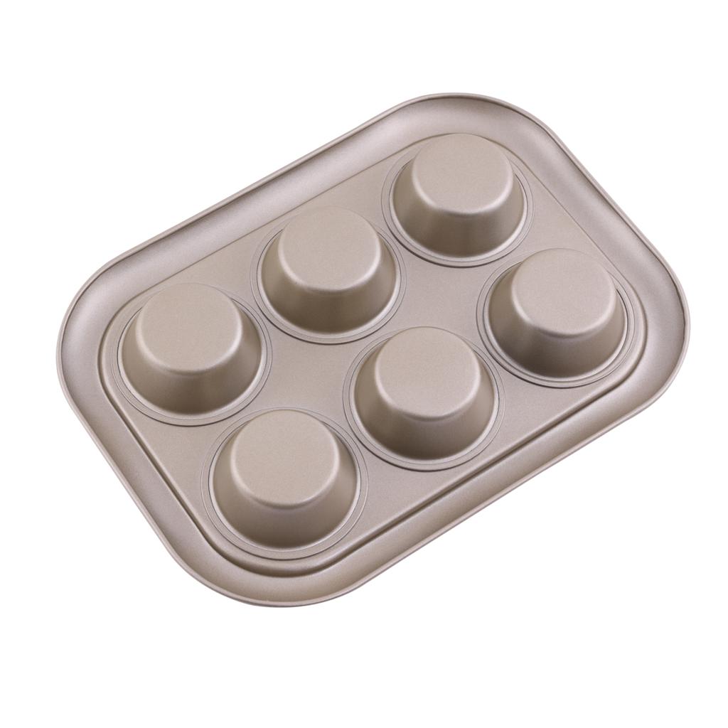 Royalford RF8792 6 Cups Muffin Pan | Premium Non-Stick Oven Safe Bakeware Tray for Cupcakes & Muffins | Even Heat Distribution | Easy Food Release Durable Baking Pan