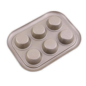 Royalford RF8792 6 Cups Muffin Pan | Premium Non-Stick Oven Safe Bakeware Tray for Cupcakes & Muffins | Even Heat Distribution | Easy Food Release Durable Baking Pan