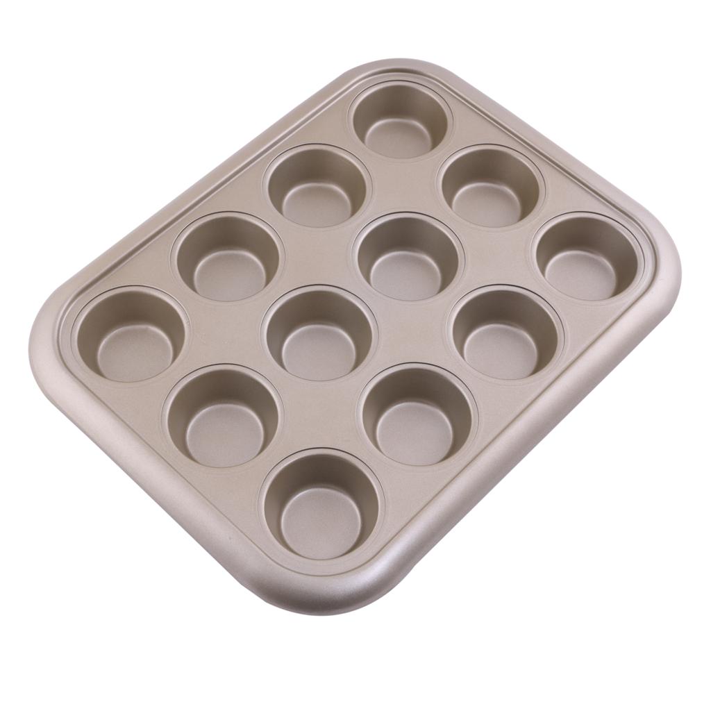 Royalford RF8793 12 Cups Muffin Pan | Premium Non-Stick Oven Safe Bakeware Tray for Cupcakes, Muffins Etc | Even Heat Distribution | Easy Food Release Durable Baking Pan
