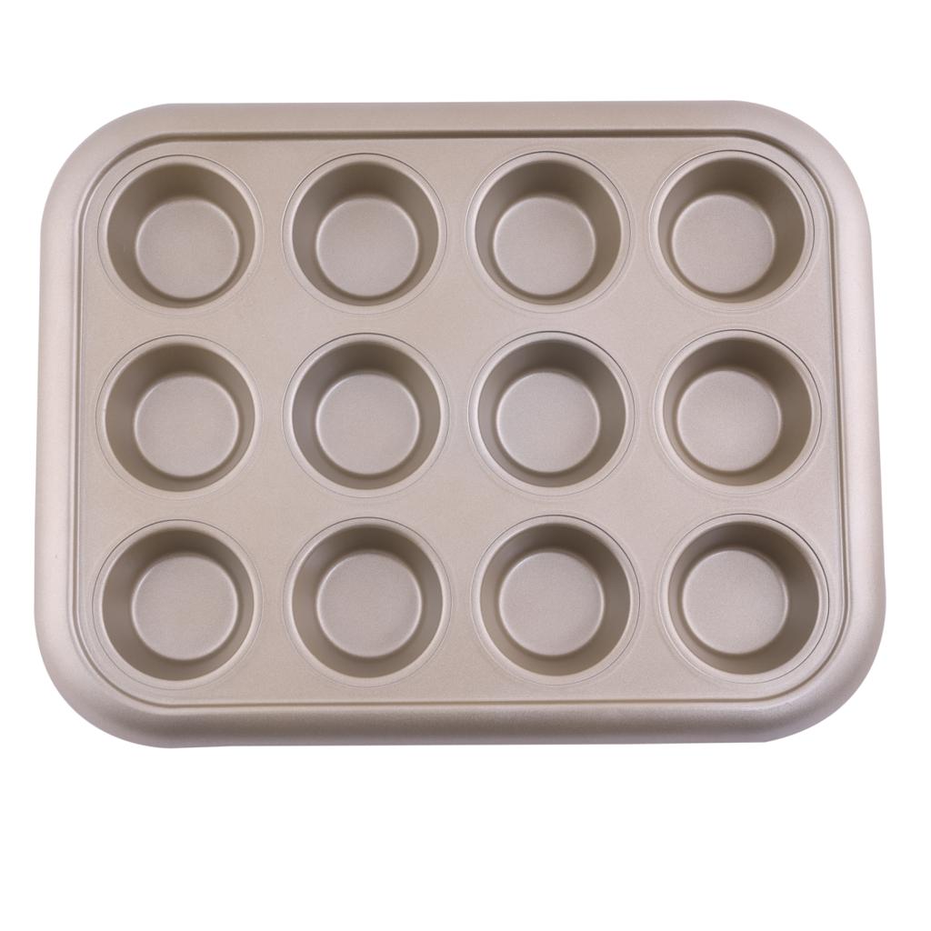 Royalford RF8793 12 Cups Muffin Pan | Premium Non-Stick Oven Safe Bakeware Tray for Cupcakes, Muffins Etc | Even Heat Distribution | Easy Food Release Durable Baking Pan