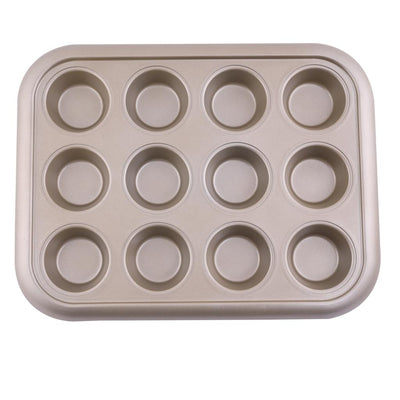 Royalford RF8793 12 Cups Muffin Pan | Premium Non-Stick Oven Safe Bakeware Tray for Cupcakes, Muffins Etc | Even Heat Distribution | Easy Food Release Durable Baking Pan