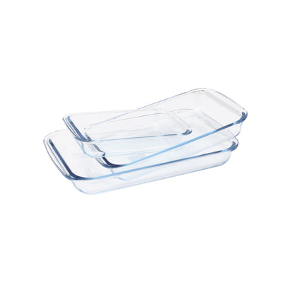 Royalford RF8802 Borosilicate Glass Baking Tray Set | 3PCS Rectangular Bakeware | Oven Safe | Durable Microwave, Freezer and  Dishwasher Safe Cooking Serving Trays