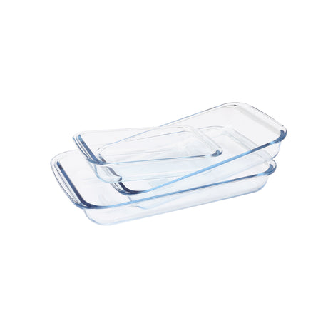 Royalford RF8802 Borosilicate Glass Baking Tray Set | 3PCS Rectangular Bakeware | Oven Safe | Durable Microwave, Freezer and  Dishwasher Safe Cooking Serving Trays