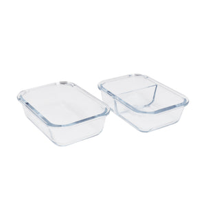 Royalford RF8814 Airtight Borosilicate Glass Container Set |  2PCS 600ml Oven Safe up to 400°C |  Microwave, Freezer & Dishwasher Safe |  Leakproof Eco Friendly Design