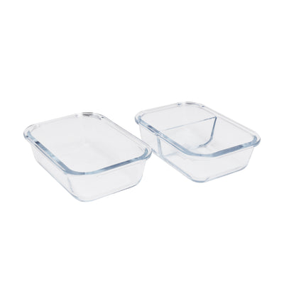 Royalford RF8814 Airtight Borosilicate Glass Container Set |  2PCS 600ml Oven Safe up to 400°C |  Microwave, Freezer & Dishwasher Safe |  Leakproof Eco Friendly Design