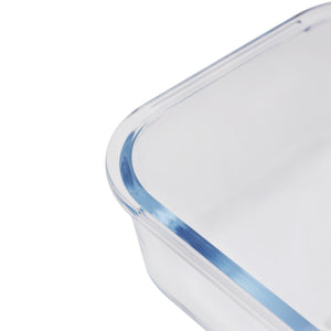 Royalford RF8816 1000ml Airtight Borosilicate Glass Container with Divider | Oven Safe Food Storage Box | Heat Resistant Spill Proof Microwave, Freezer & Dishwasher Safe