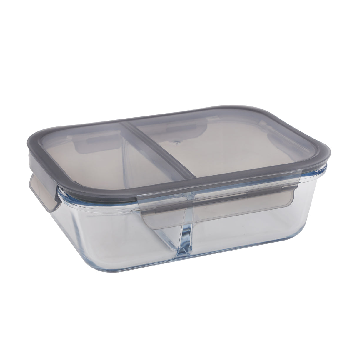 Royalford RF8817 1500ml Borosilicate Glass Airtight Container| Dual Partition| Leak-Proof Food Storage Box| Oven-Safe Meal Prep Glass Jar| Durable & Freshness Lock