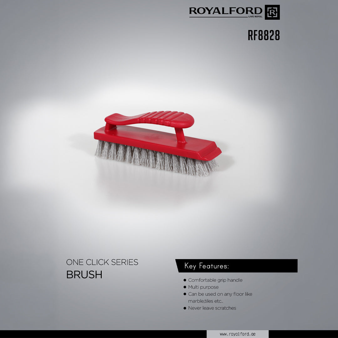 Royalford RF8828 One Click Series Cleaning Brush|  Multi-Purpose Scratch-Free Floor Cleaning Brush |  Grip Handle| Soft Durable Bristles Safe for Marble & Tiles Floors