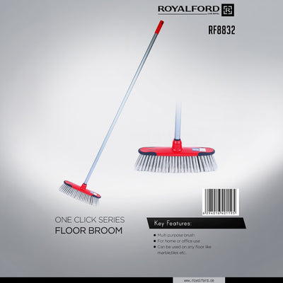 Royalford RF8832 One Click Series Floor Broom | Multi-Purpose  Cleaning Broom for Home & Office Use | Strong Bristles | Long Handle Suitable for Marble & Tiles Floors