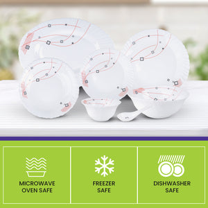Royalford RF8982 33-Piece Opalware Dinner Set | Premium Durable Tableware | Elegant Modern Design| Microwave Safe| Dishwasher Safe| Freezer Safe|  Perfect for Daily Use