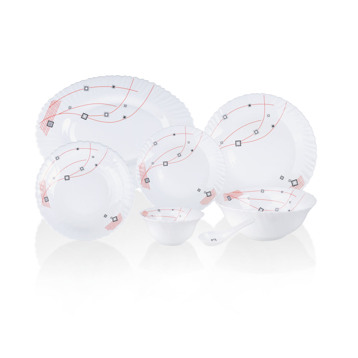 Royalford RF8982 33-Piece Opalware Dinner Set | Premium Durable Tableware | Elegant Modern Design| Microwave Safe| Dishwasher Safe| Freezer Safe|  Perfect for Daily Use