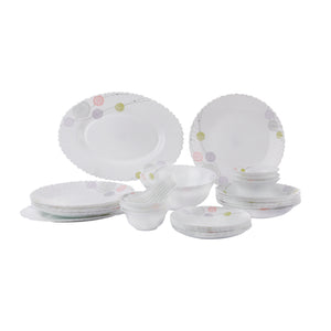 Royalford RF8984 Opalware Dinner Set 34Pcs | Elegant Floral Design Dining Collection | Lightweight| Chip-Resistant Opal Glass Plates & Bowls |Freezer-Safe Tableware Set