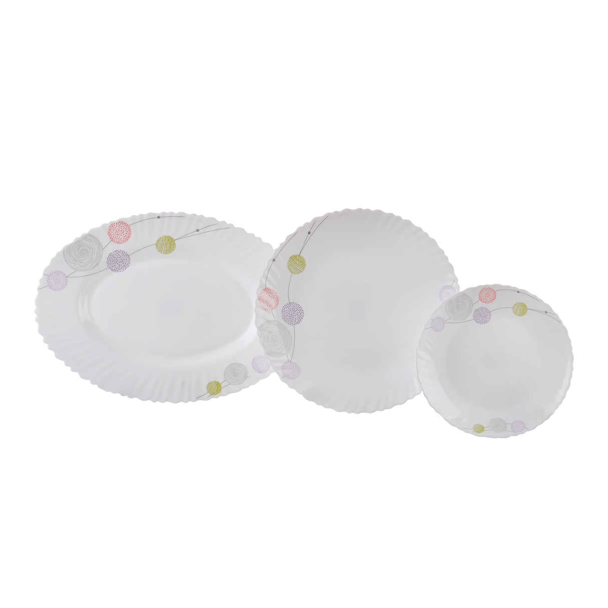 Royalford RF8984 Opalware Dinner Set 34Pcs | Elegant Floral Design Dining Collection | Lightweight| Chip-Resistant Opal Glass Plates & Bowls |Freezer-Safe Tableware Set