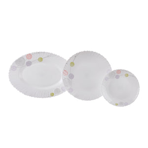 Royalford RF8984 Opalware Dinner Set 34Pcs | Elegant Floral Design Dining Collection | Lightweight| Chip-Resistant Opal Glass Plates & Bowls |Freezer-Safe Tableware Set