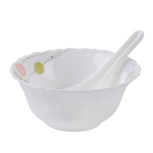 Royalford RF8984 Opalware Dinner Set 34Pcs | Elegant Floral Design Dining Collection | Lightweight| Chip-Resistant Opal Glass Plates & Bowls |Freezer-Safe Tableware Set