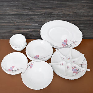 Royalford RF8986 34 Pcs Opalware Dinner Set | Premium Floral Designed Tableware Collection  | Lightweight, Chip-Resistant Plates & Bowls| Durable & Elegant Serveware Set