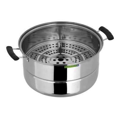 Royalford RF9351 3-Layer Stainless Steel Steamer Pot 9L | Multi-Purpose 30CM Induction-Compatible Cooking Steamer for Efficient| Nutritious Meal Preparation at Home