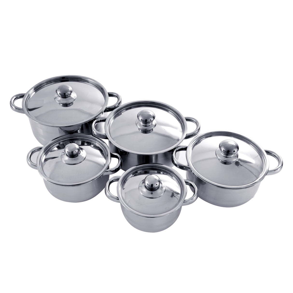 Royalford Stainless Steel Induction Safe 12PC Casserole RF9352/Saucepan Pots with Lid, and Nylon Slotted Turner - Induction Safe Non-Stick Cookware Set - Riveted Handles