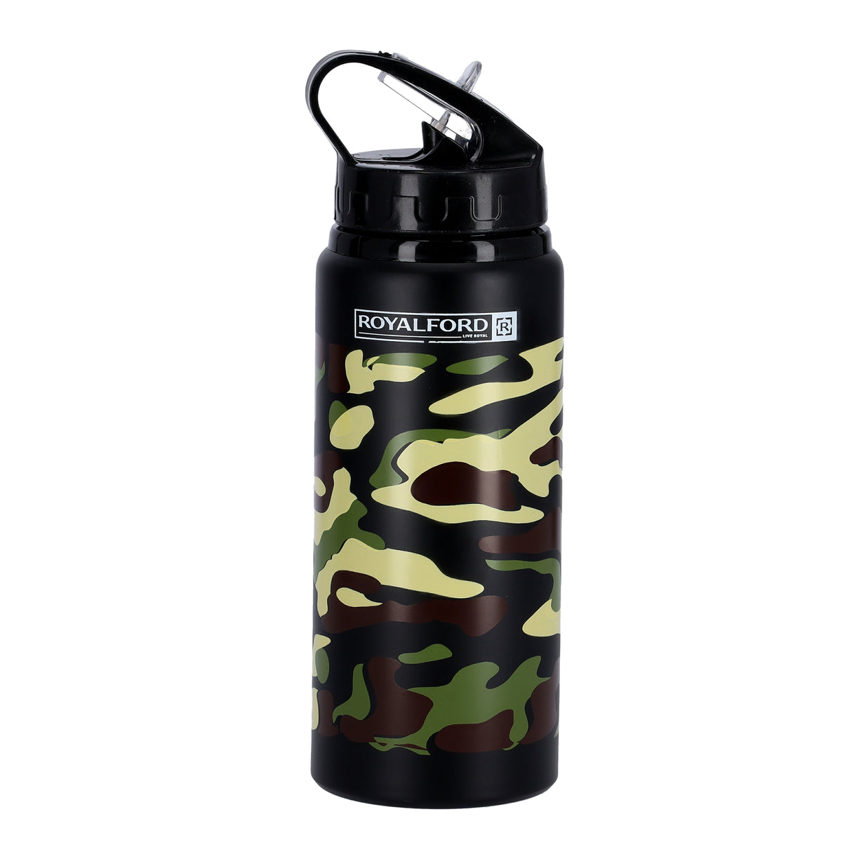Royalford RF9361BK Sport Bottle 600ml | Stainless Steel Hot & Cold Insulated Water Bottle | Leak Resistant Lid | Portable Design for Gym, Travel, Office & Outdoor Use