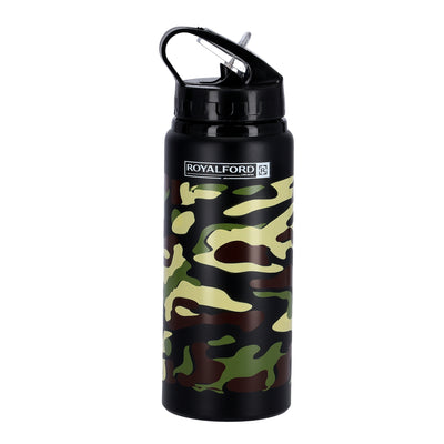 Royalford RF9361BK Sport Bottle 600ml | Stainless Steel Hot & Cold Insulated Water Bottle | Leak Resistant Lid | Portable Design for Gym, Travel, Office & Outdoor Use