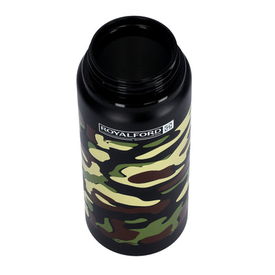 Royalford RF9361BK Sport Bottle 600ml | Stainless Steel Hot & Cold Insulated Water Bottle | Leak Resistant Lid | Portable Design for Gym, Travel, Office & Outdoor Use