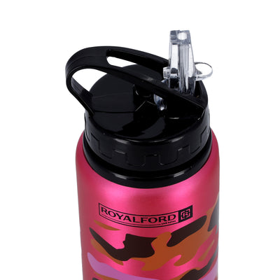 Royalford RF9361PN Sport Bottle 600ml | Stainless Steel Hot & Cold Insulated Water Bottle | Leak Resistant Lid | Portable Design |  Perfect for Gym, Travel & Office