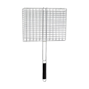 Royalford RF9393 Barbecue Grill Basket | 40×30cm Size | Durable Metal BBQ Grill | Heat Resistant Wooden Handle |Perfect  for Outdoor Barbecue Cooking and Camping Use