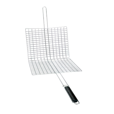 Royalford RF9393 Barbecue Grill Basket | 40×30cm Size | Durable Metal BBQ Grill | Heat Resistant Wooden Handle |Perfect  for Outdoor Barbecue Cooking and Camping Use