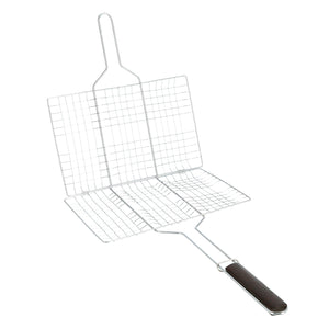 Royalford RF9394 Barbecue | Grill 33×23cm Size | Durable Metal BBQ Grill Basket | Heat Resistant Wooden Handle | Perfect for Outdoor BBQ Grilling, Fish, Meat & Vegetables