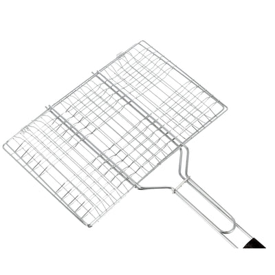 Royalford RF9394 Barbecue | Grill 33×23cm Size | Durable Metal BBQ Grill Basket | Heat Resistant Wooden Handle | Perfect for Outdoor BBQ Grilling, Fish, Meat & Vegetables