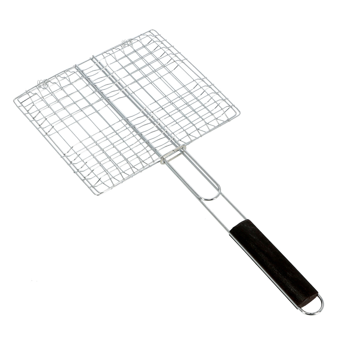 Royalford RF9395 Barbecue Grill | 23×20cm size  | Metal BBQ Grill Basket | Heat-Resistant Wooden Handle for Grilling Fish, Meat, Vegetables & Outdoor BBQ Cooking