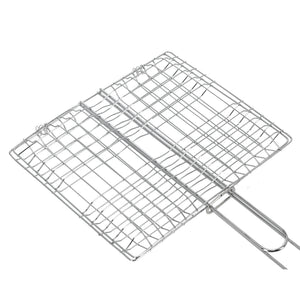 Royalford RF9395 Barbecue Grill | 23×20cm size  | Metal BBQ Grill Basket | Heat-Resistant Wooden Handle for Grilling Fish, Meat, Vegetables & Outdoor BBQ Cooking