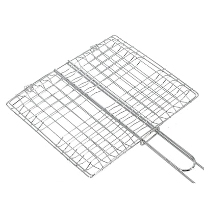 Royalford RF9395 Barbecue Grill | 23×20cm size  | Metal BBQ Grill Basket | Heat-Resistant Wooden Handle for Grilling Fish, Meat, Vegetables & Outdoor BBQ Cooking