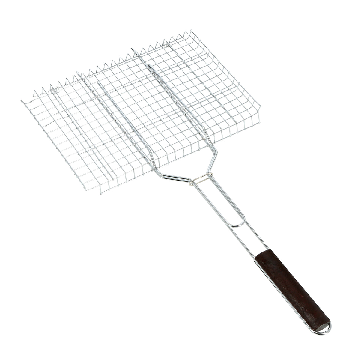 Royalford RF9396 Barbecue Grill 36×25cm | Metal BBQ Grill Basket with Heat-Resistant Wooden Handle | Perfect for Grilling Fish, Meat, Vegetables, Outdoor BBQ Cooking