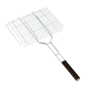 Royalford RF9396 Barbecue Grill 36×25cm | Metal BBQ Grill Basket with Heat-Resistant Wooden Handle | Perfect for Grilling Fish, Meat, Vegetables, Outdoor BBQ Cooking