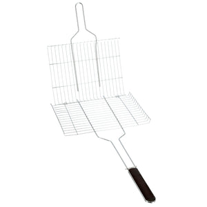 Royalford RF9396 Barbecue Grill 36×25cm | Metal BBQ Grill Basket with Heat-Resistant Wooden Handle | Perfect for Grilling Fish, Meat, Vegetables, Outdoor BBQ Cooking