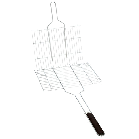 Royalford RF9396 Barbecue Grill 36×25cm | Metal BBQ Grill Basket with Heat-Resistant Wooden Handle | Perfect for Grilling Fish, Meat, Vegetables, Outdoor BBQ Cooking